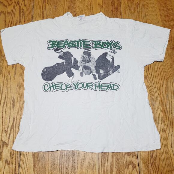 Vtg Beastie Boys Check Your Head T-Shirt 1992 XL Single Stitch White Rap Hip Hop